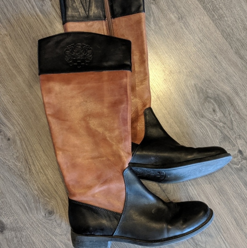 Vince Camuto Two-Tone Leather Riding Boots 9.5